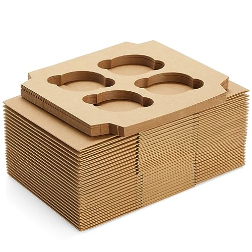 Juvale Cupcake Boxes - 6 x 6 in, 24 Count, Brown - 4-Cup Insert & Clear Window Cupcake Containers & Muffin Boxes