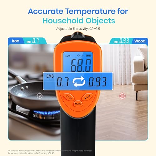 Etekcity Infrared Thermometer Laser Temperature Gun 774, Orange - color: Orange, style: Classic