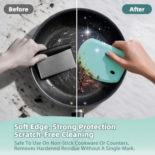 Silicone Dough Scraper with Metal Core Flexible Bowl Scraper Bread Baking - color: Mint Green