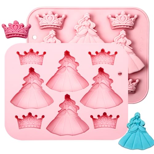 Princess & Crown Silicone Candy Baking Mold, 2 Pack - color: Pink-XY088
