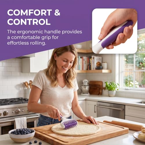 Pizza Dough Docker,Pastry Dough Roller for Home & Commercial Kitchen,Pizza Making Accessories，Purple