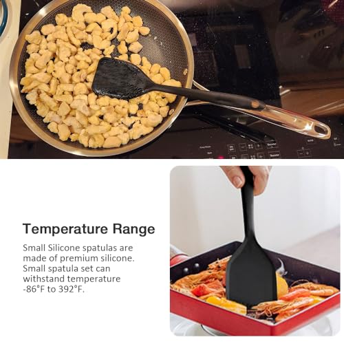 Small Silicone Serving Spatula Set of 4 for Egg, Steak, Pancake - color: Black