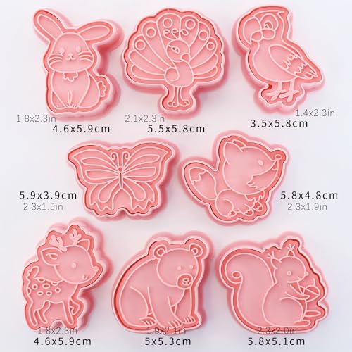 Woodland Animal Cookie Cutters 8 Pcs Deer Fox Squirrel Owl Cookie Molds - color: Animal B