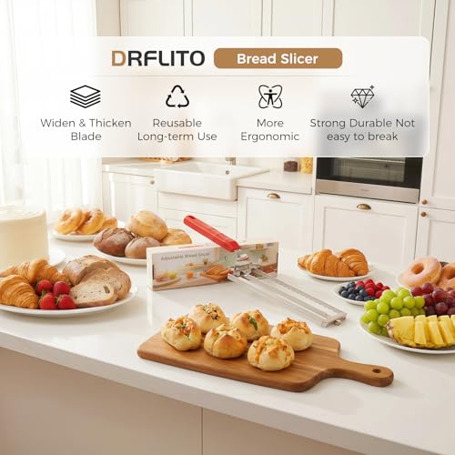 Upgraded Adjustable Bread Knife for Homemade Bread,Stainless Bread Slicer
