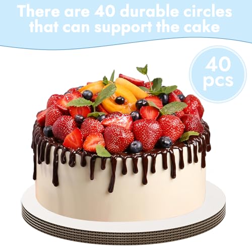 JCD 40 Pcs Cake Trays, White Cake Boards 6 inch Round for Cake DIY, Food-Graded Cardboard Cake Rounds Cake Base, Waxed Greaseproof Finish Cake Boards, Dessert and Crafts Display(White, 6inch/40Pcs) - color: White, size: 6inch/40Pcs