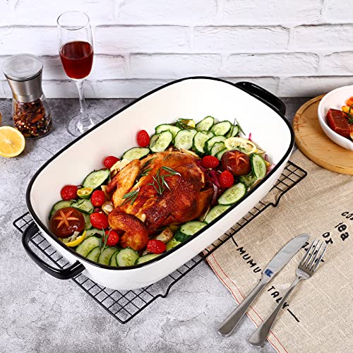 4.5 Quart Ceramic Baking Dish,Serving Bakeware for Casserole,Lasagna,Gratin,Broiling,Roasting,and Baking.Large Deep 14x10x3.11 inches Pan,Safe for Oven Microwave Refrigerator Disinfection Cabinet and - color: 4.5 quart White