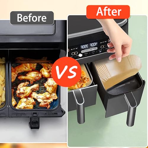 Ninja Foodi Air Fryer Liners, Ninja Air Fryer Liners Disposable, Ninja DZ071 Foodi Ninja Dual Air Fryer Parchment Paper Liners, Rectangular Airfryer Paper Liners, Rectangle 2 Basket Liners (Pack of 3) - size: Rectangle 225 pcs (Pack of 3)