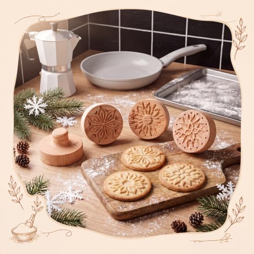 3 Set Starburst Cookie Stamps, 2.5" Springerle Molds for Baking - style: Starburst