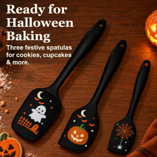 ALLWIN Halloween Silicone Spatula Set, 3-Piece, Black - color: B-Black