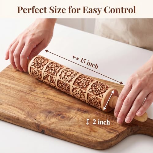 Cookie Rolling Pin Embossed Rolling Pin for Bakers Baking