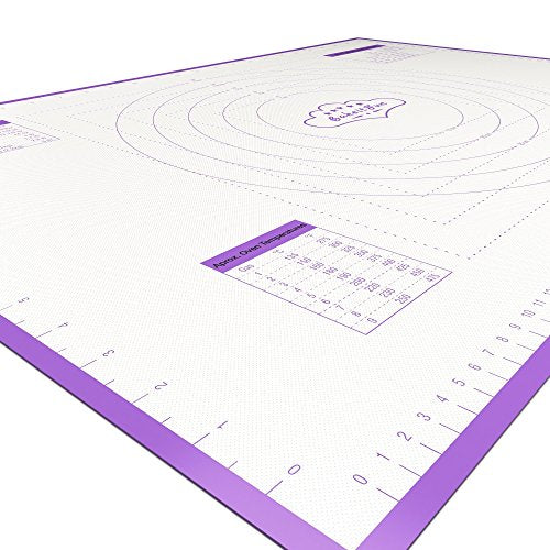 Silicone Pastry Mat Large, 26 x 18 inches. Nonstick Rolling Mat with Measurement Markings in Inches and Centimeters, Conversion Charts, BPA Free, Dishwasher Safe, Heat Resistant to 450°F - size: Large