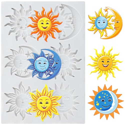 Sun Moon Face Fondant Molds Sun Face Silicone Mold - color: Style D