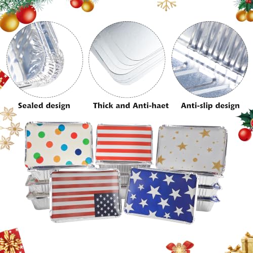 SAITI Aluminum Pans with Lids (50 Pack, 8.5"x6") Tin Foil Pans with Lids - size: 50 Pack