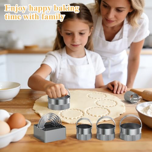 Biscuit Cutter Set of 10 pcs, Square and Fluted Cookie Cutter Set - size: 2 set