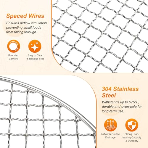 M METERXITY 1-Set Cooling Rack 13.8" Round 304 Stainless Steel, Silver - size: 13.8 Inch