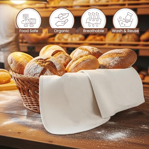Flour Sack Towels for Bread Dough Proofing – Unbleached, Thick Organic Cotton Baking Cloth for Baguettes, Ciabatta, Pastry – Reusable, 28"x28", 3-Pack - color: Bread Cover, size: 18"x28" - 3 Pack