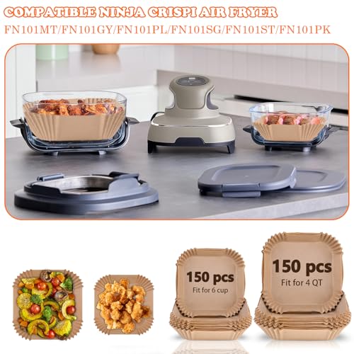 WMKGG 300PCS Air Fryer Liners for Ninja Crispi,4 QT&6 Cup Parchment Paper - size: 300 pcs Ninja Crispi Parchment Paper