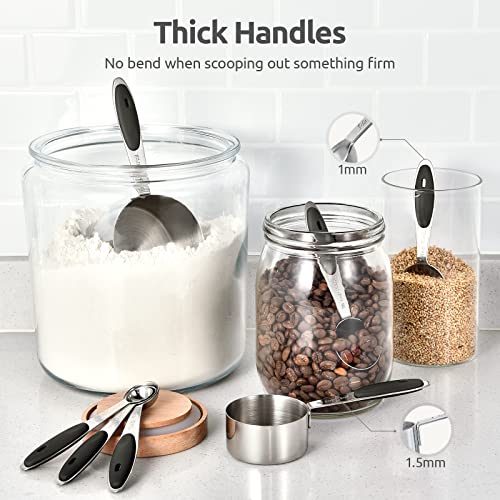 U-Taste Measuring Cups Spoons Set, 18/8 Stainless Steel, 12Pcs, Black - color: Black