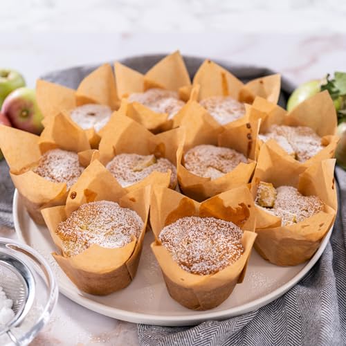 HARFINGTON 50Pcs Tulip Cupcake Liners Standard Paper Baking Cups Rose Red - color: Rose Red
