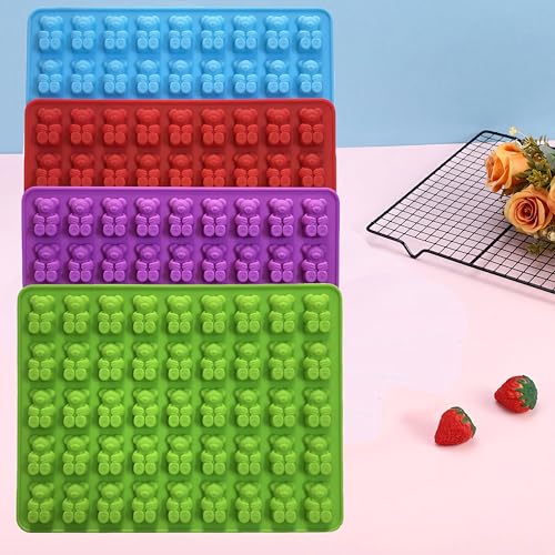 4Pcs Gummy Candy Molds - Silicone Gummy Bear Molds with 2Pcs Dropper,Non-stick and Bpa Free for Candy Chocolate Gummies Baking - color: 4pcs Gummy Bear Molds