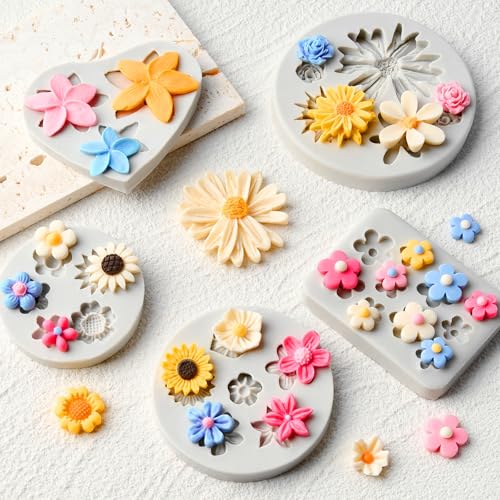 JOERSH Silicone Flower Fondant Molds, 5Pcs - style: Flower