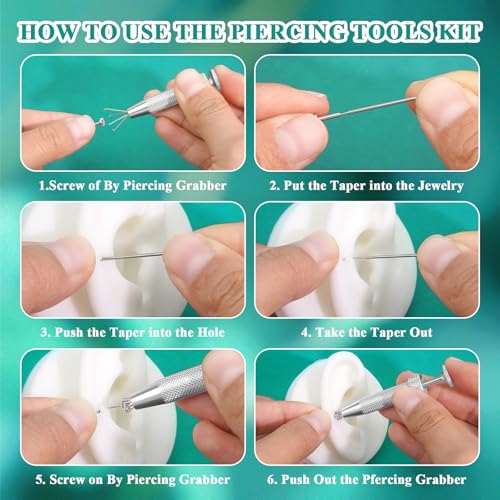 Piercing Ball Grabber Tool, Jewelry Changing & Insertion Kit 16G-20G - color: Silver