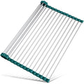 Tomorotec Roll Up Dish Drying Rack Over Sink,304 Steel,17.7x15.5,DarkGreen - color: Dark Green, size: 17.7 x 15.5 in