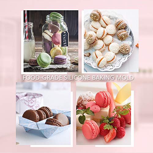 Meiyouju 6-Cavity Macaroon Silicone Mold - Macarons Hamburger Mold for Chocolate, Icing, Cake Decoration, Polymer Clay, Soap, Epoxy