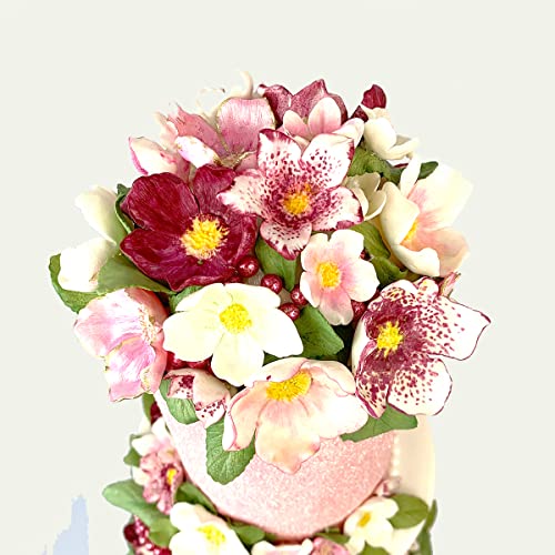 Katy Sue Hellebore Christmas Rose Silicone Mold for Christmas Cake Decorating and Crafts - Makes 3 Flowers & 3 Leaves - size: Flower heads 52, 38, 28mms