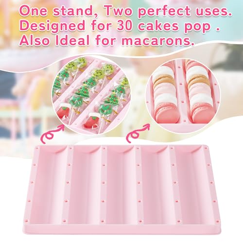 VIVIRBIEN Pink Cake Pop Stand, 30 Holes Lollipop Display Holder Kit - color: pink