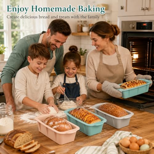 RHBLME 6 Pack Silicone Loaf Pan - Non-Stick Silicone Bread Loaf Pan, 10 x 4.9 x 3.9 Inch, For Bread, Meatloaf & More