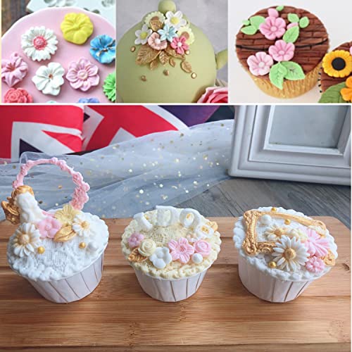 Silicone Cake Mold Set -8 Pcs, Rose Butterfly Daisy Rose Leaf and Mini Flowers Fondant Candy for Chocolate Polymer Clay Soap Crafting Projects Cake Decoration