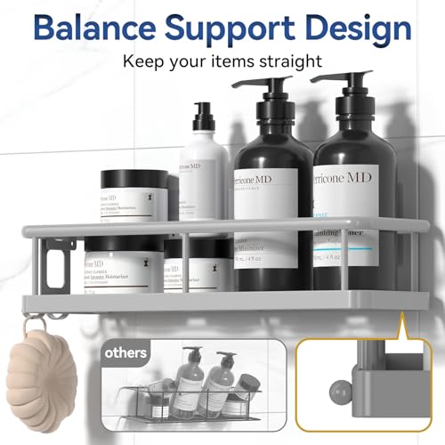 YASONIC Shower Caddy Adhesive, Rustproof Shower Organizer with Soap Holder, Large Capacity Shower Shelves for Inside Shower, No Drilling Bathroom Organizers and Storage for Home Decor（3 Pack Grey） - color: Grey