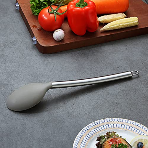 Berglander Cooking Spoon, Non-stick Silicone Solid Serving, Basting Spoon For Cooking, Kitchen Dishwasher Safe, Easy to Clean - style: c. Solid Spoon