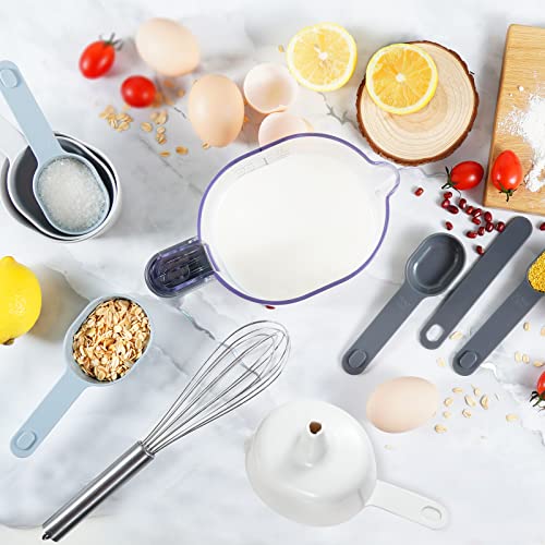 15-Pc Stackable Measuring Cups and Mini Spoons Set with Lid - color: 15 Piece