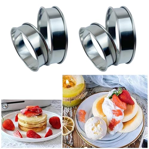 10Pcs Cookie Rings for Baking Cooking English Muffin Crumpet Rings Stainless Steel Round Cookie Double Rolled Tart Molds for Kitchen Baking, 4+3.35 Inch - size: 4 Inch and 3.15 Inch