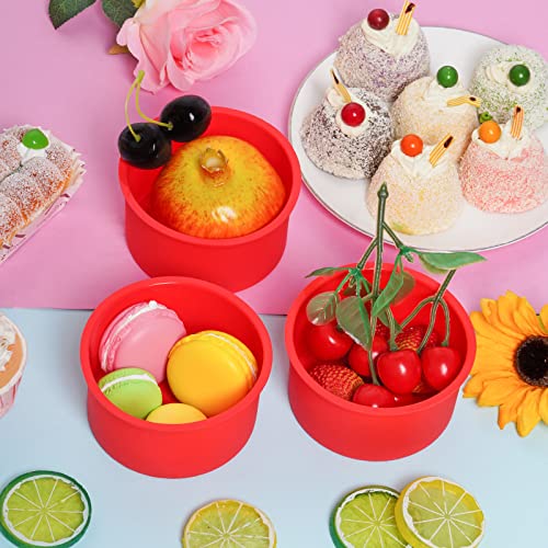 12pcs Silicone Cake Mold Baking Round Cake Molds 4 Inch Non-Stick Baking Pan Kitchen Silicone Cake Molds for Baking(Red, 4inch) - color: Red