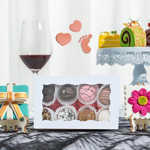 20pcs 7x4.33x1.5 Inch White Cookies Boxes with Window Bakery Boxes - color: White