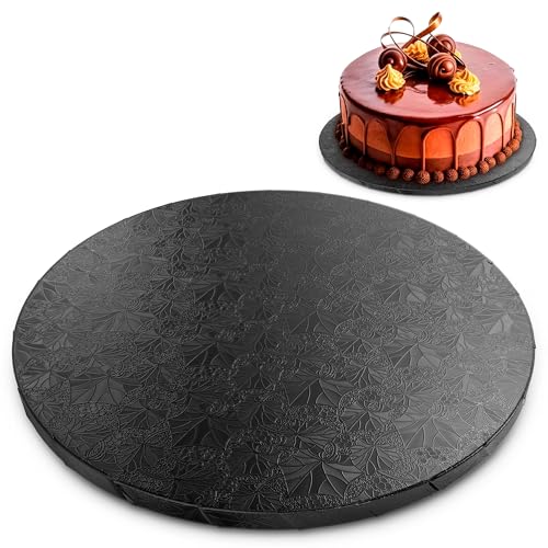 Black Cake Board 14 Inch, Round Cake Drum, 1/2 Inch Thick Cardboard - color: Black, size: 14"