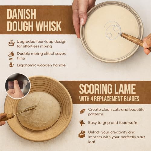 Complete Banneton Bread Proofing Basket Set - 9" Round & 10" Oval Baskets