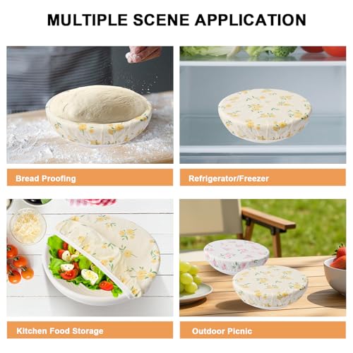 2Pcs 10inch Reusable Beeswax Elastic Bowl Covers for Bread Proofing - style: small Flower