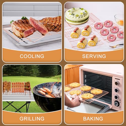 Briout Cooling Rack for Cooking Baking 3 Tiers,16"x10" Wire Rack, Rose Gold - color: Rose Gold, size: 16"x10"-3Tier