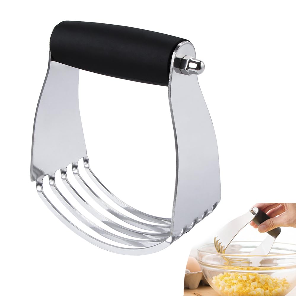 Dough Blender, Professional Heavy Duty Stainless Steel Pastry Dough Cutter Butter Cutter with Blades (1, Black) - color: Black
