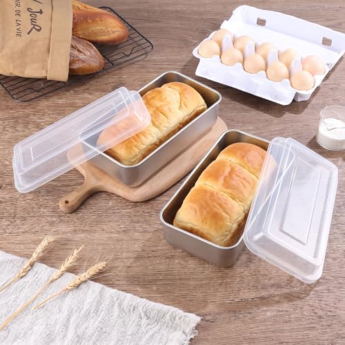 LIANYU 9 x 5 Inch Loaf Pan with Lid, Stainless Steel Bread Pan, Set of 2