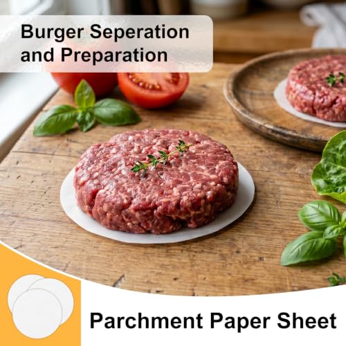 EcoDispose 300 Pcs 5" Round Non-Stick White Hamburger Patty Paper - color: White, size: 5" Round