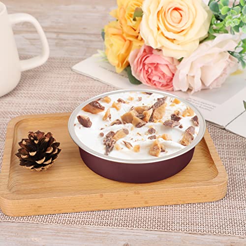 Beasea Disposable Mini Pie Tins With Lids, 4 Inch 50 Pack Disposable Mini Pie Pans, 8 Oz Aluminum Foil Coffee Brown Tart Pans Round Oven Baking Small Cake Tin for Cheesecake Fruit Tart Quiche - color: Brown