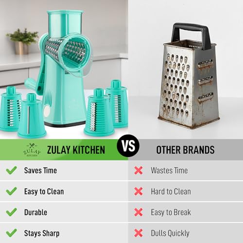 Rotary Cheese Grater Hand Crank, Vegetable Shredder - Teal - color: 21 - Teal