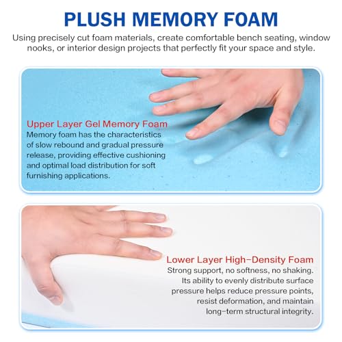 4"x24"x72" Upholstery Foam High Density Gel Memory Foam Cushion - size: 72" X24"x4