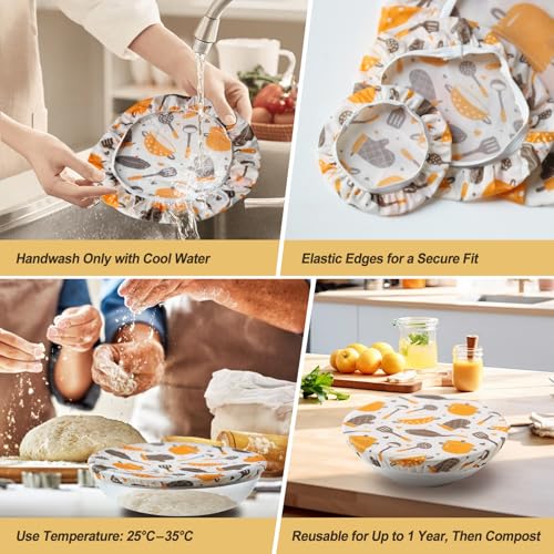 4PCS Reusable Beeswax Bowl Covers for Bread Proofing, Elastic Product - color: 4PCS-Kitchen Tools