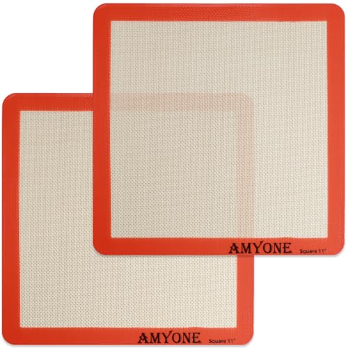 AMYONE 11x11 Silicone Baking Mat, Square Air Fryer Liner, Platinum, 2 Pack - size: 10.8"L x 10.8"W
